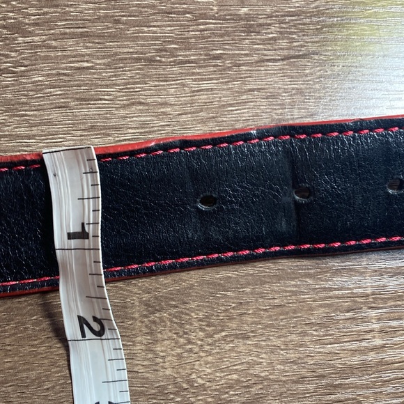 Mens Pre Owned Links & Kings Italian Smooth Leather Golf Belt Size 40 Black &Red - Picture 10 of 11